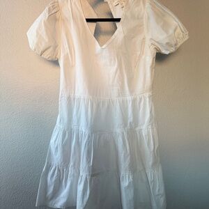 White Mini Puff Sleeve Dress